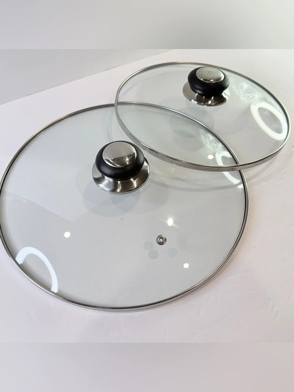 Tempered Glass Pot Lid Set 8” & 10” Stainless Steel Rim Replacement Covers